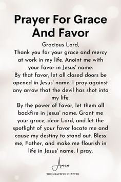 the prayer for grace and favors