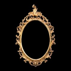 an ornate gold frame on a black background