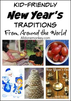 kids's new year's celebrations from around the world with text overlay