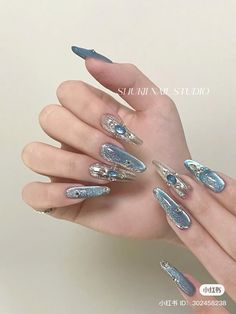 Nail Nhũ Flash, Neuvillette Nails, Nails Diamonds, Pale Nails, Concert Nails, Junk Nails, Solid Color Nails, Soft Gel Nails, Korean Nails