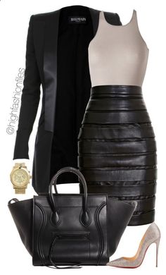 Skirt Diy, Black Leather Skirt, A Skirt, Work Attire, Look Fashion, Classy Outfits