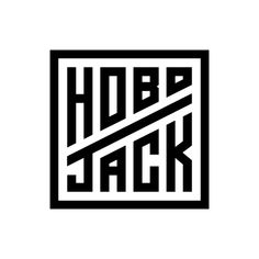 a black and white logo with the word hoba jack in it's center