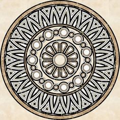 a drawing of a circular design with circles and dots in the center, on a beige background