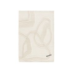 a white towel with an abstract design on it's side and the word,