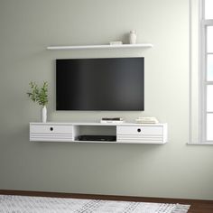 a flat screen tv mounted to the side of a wall