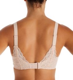 This bra features a gorgeous lace overlay and a dramatic plunge neckline adorned with scalloped trim and tiny satin bows. Made from polyamide, elastane and polyester. Underwire cup is sheer and unlined (unpadded) with a lace overlay and a vertical dart for shape. Plunge neckline has sewn-on elastic for fit with scalloped lace edges. Center - narrow, low, arched panel is more comfortable for high tummies, with an Aubade charm at top. Sewn-on elastic underband gives a closer fit. Tall sides of str Underwire Bra With Lace Bodice, Elegant Underwire Bra With Lace Bodice, Elegant Bra With Lace Bodice, Feminine Lace With Built-in Bra, Lace Bodice Bra For Weddings, Fitted Lace With Built-in Bra, Feminine Full Coverage Lace Bra, Elegant Lace With Built-in Bra, Elegant Underwire Bra With Scalloped Lace