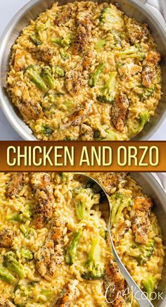 chicken and orzo casserole with broccoli in it