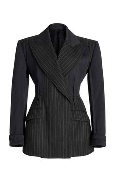 Pinstripe Suit Women, Black Pinstripe Suit, Cotton Outfit, Stylish Women Fashion, Woman Suit Fashion, Suit Women, Pinstripe Suit, Long Blazer, Business Outfit