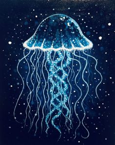 a painting of a jellyfish on a black background