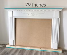 a fireplace with the number 79 inches on it's mantle and measurements for each piece