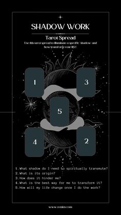 the poster for shadow work shows four different shapes and numbers, including one in black