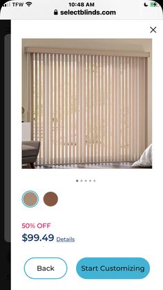 a window with wooden blinds on it and the price is $ 999 00 for each