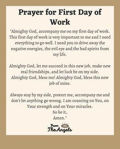 a prayer for first day of work