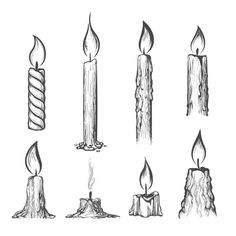 hand drawn candles with different shapes and sizes