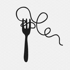 Spaghetti Illustration, Fork Tattoo, Macaroni Art, Pasta Art, Planner Logo, Line Doodles, Elements Tattoo, 3 Hearts