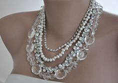 OOAK Clear crystal rhinestone and freshwater pearl  by kirevi8, $177.00 Brides Necklace, Huge Pearl Necklace, Jewels Diy, Love Simple, Chic Brides