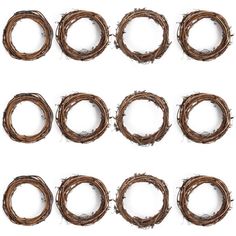 six pieces of brown bird's nest on white background