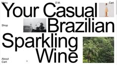 an advertisement for a wine shop with images of people in the background and words that read your casual brazilian sparkling wine