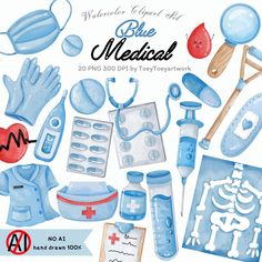 watercolor medical clipart set