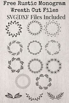 the free rustic monogram wreath cut files are available for use in projects like this