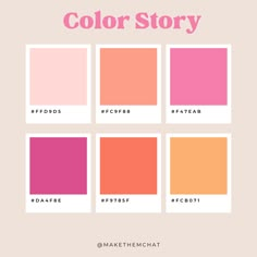 the color story with pink, orange, yellow and red colors in each square shape