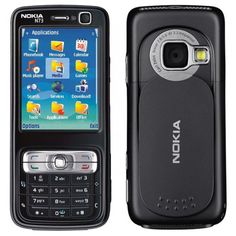 the nokia n7 phone is black and has buttons on each side, which can be seen in this image