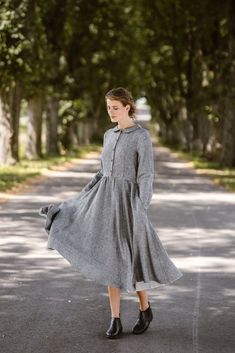 Outlander Dress, Outlander Clothing, Little Women Dresses, Classic Linen Dress, Black Herringbone, Peter Pan Collar Dress, Edwardian Dress, Timeless Dress, Cottagecore Dress