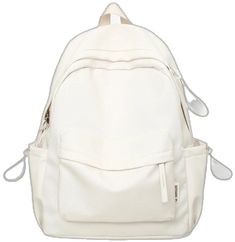 White Kawaii Backpack, White Kawaii Nylon Bag, White Harajuku Nylon Bags, Casual Cream Backpack For School, Casual Elegant Style, College Backpack, Floral Bags, Purse Styles, Cool Backpacks