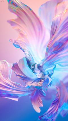 an abstract image of blue and pink flowers