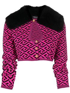 Versace Clothes Women, Versace Clothes, Versace Clothing, Expensive Outfits, Sparkly Tights, Cloth Collection, Hot Pink Cardigan, Cardigan Rosa