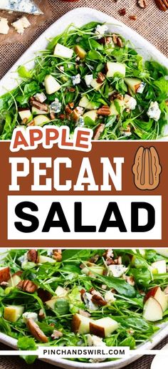 an apple pecan salad in a white bowl