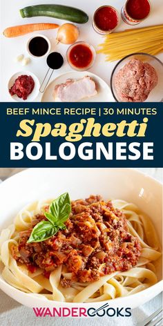 beef mince recipe in 30 minutes spaghetti bolognzoe with sauces and vegetables