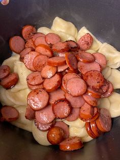 the food is cooked and ready to be eaten in the skillet on the stove