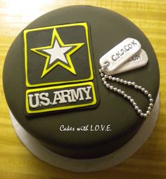 a cake that is decorated to look like an army badge