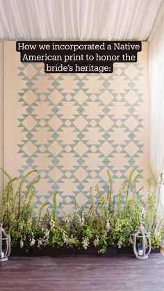 an american print to honor the bride's heritage is displayed on a wall