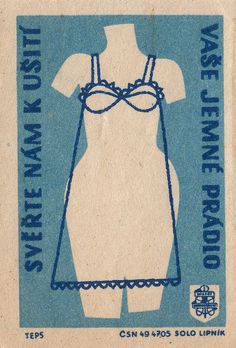 a blue and white stamp with an image of a woman's dress on it