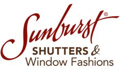 the logo for sunburst shutters and window fashions