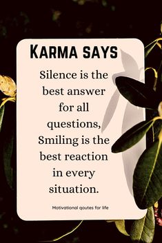 a quote from karma says science is the best answer for all questions, smiling is the best reaction in every situation