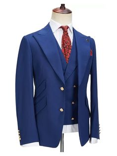 • Our suit is meticulously tailored to ensure a flawless fit that exudes confidence. Made with high-quality materials, it feels as good as it looks. A picture of sophistication, this suit is designed to make you stand out. Whether it’s a business meeting, wedding, or any formal event, this suit ensures you make a lasting ... Tailored Royal Blue Tuxedo Blazer, Royal Blue Tailored Tuxedo Blazer, Tailored Royal Blue Blazer With Suit Collar, Royal Blue Tuxedo Blazer With Suit Collar, Blue Single Breasted Three-piece Suit For Business, Royal Blue Notch Lapel Tuxedo For Business, Blue Tailored Tuxedo, Royal Blue Notch Lapel Blazer For Tailoring, Elegant Tailored Three-piece Suit In Royal Blue