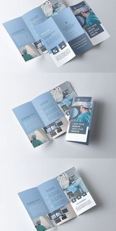 three fold brochure mockup with blue and white colors