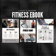 the website for luxury and modern fitness ebook, featuring images of women doing different exercises