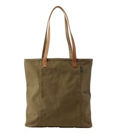 Leather-Handle Essential Tote Bag | Bags & Totes at L.L.Bean Everyday Khaki Cotton Shoulder Bag, Everyday Practical Canvas Bag With Leather Handles, Practical Canvas Bag With Leather Handles For Everyday Use, Practical Everyday Canvas Bag With Leather Handles, Practical Everyday Canvas Bag With Canvas Lining, Khaki Tote Canvas Bag For Everyday Use, Khaki Shoulder Bag With Leather Handles For Everyday, Everyday Khaki Canvas Tote Bag, Everyday Khaki Shoulder Bag With Leather Handles