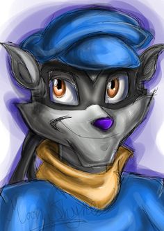 a drawing of a cat wearing a blue hat and scarf