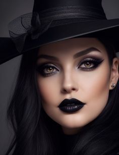 Witch Make Up Halloween Simple, Women Witch Makeup, Cool Witch Makeup Ideas, Witch’s Makeup, Classic Witch Makeup, Witch Costume Makeup Ideas, Good Witch Makeup Ideas, Halloween Photoshoot Makeup, Witchy Bridal Makeup