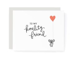 a card with an elephant holding a heart shaped balloon that says to my healthy friend