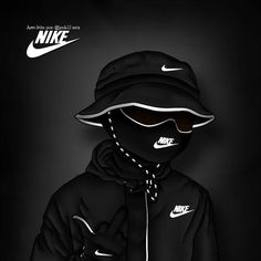 a person wearing a hat and sunglasses with the word nike on it's face