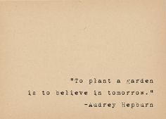 an old typewriter with the words'no plant a garden is to believe in tomorrow '