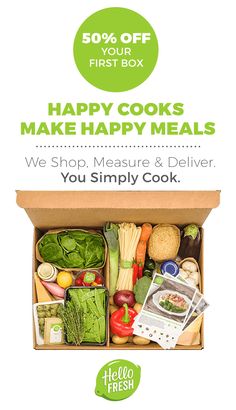 the happy cooks make happy meals box is open and it's packed with fresh produce