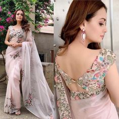 Nora Fateh, Blouse Halter Neck, Pakistani Saree, Farewell Saree, Saree Jacket, Blouse Puff Sleeve, Halter Neck Blouse, Saree Drapes