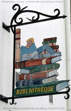 there is a sign that says bibliotheque on it